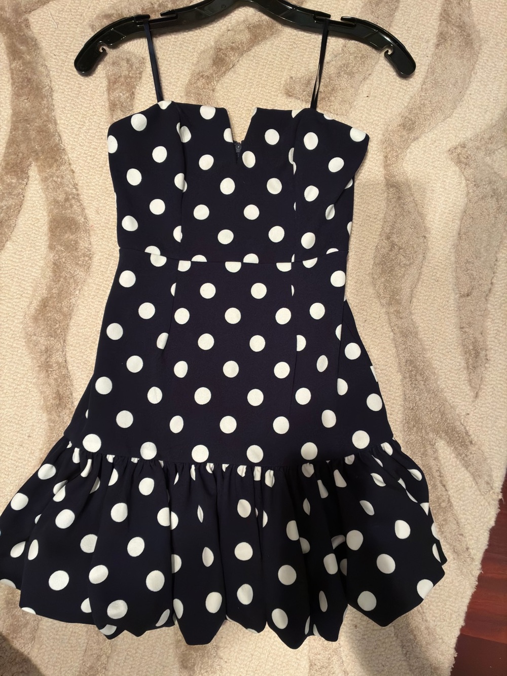 Aqua Navy and White Polka Dot Mini Dress